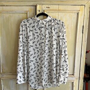 Blue and White Blouse